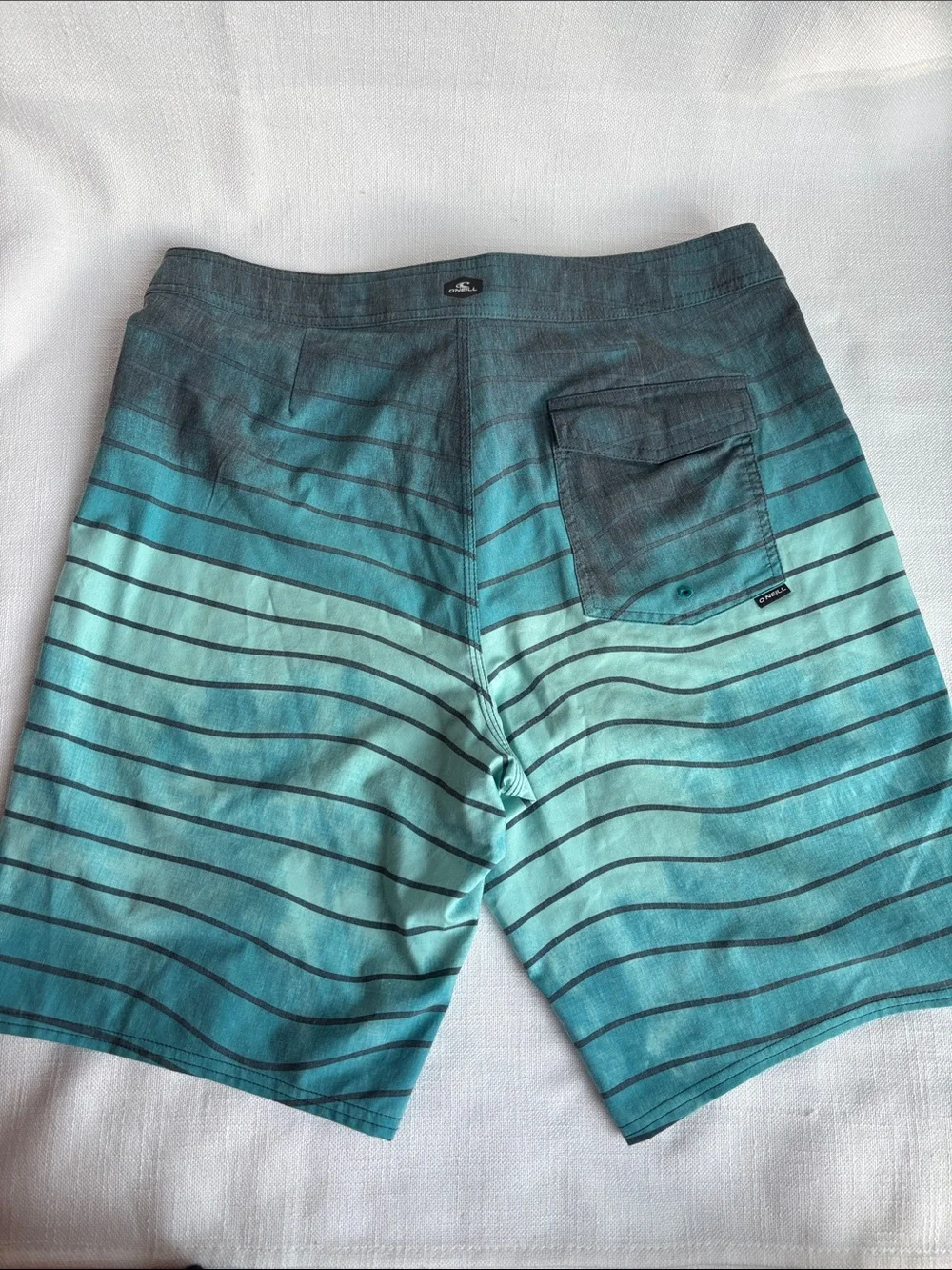 Quiksilver Teal & Aqua Striped Men's Board Shorts  -339sku